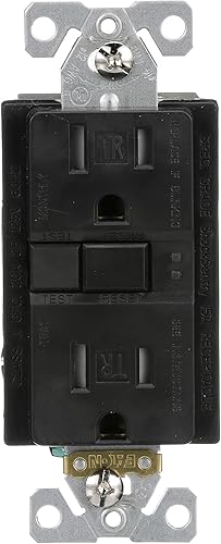 Eaton GFCI - Receptáculo dúplex resistente a manipulaciones 15 A 125 V placa de pared de tamaño estándar color negro