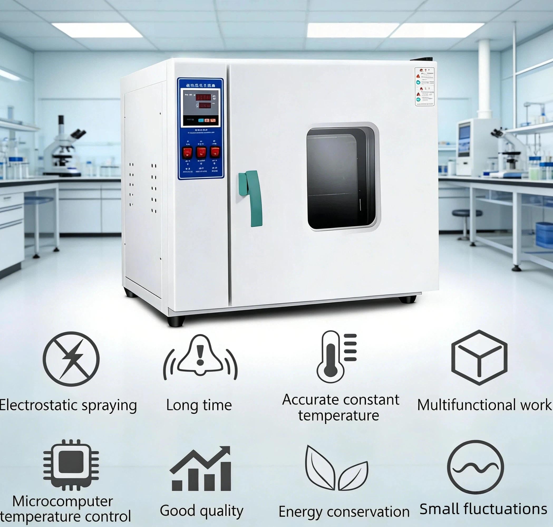 500W Horno de secado y calefacción de laboratorio con medidor de vacío y controlador digital para incubación termostática y secado por convección de aire(16 L)