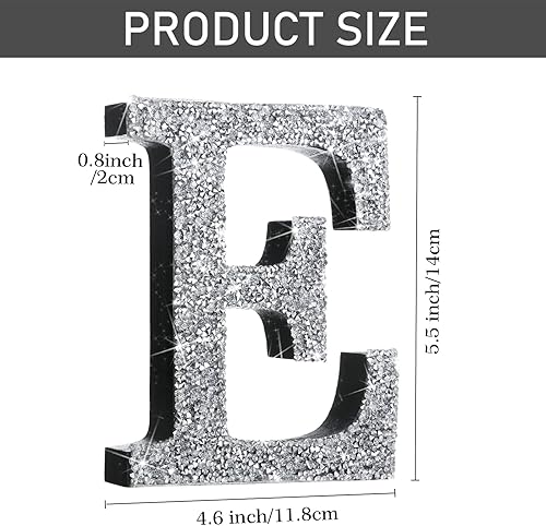 Miniatura 2 de Qunclay Letras brillantes de cristal plateado con diamantes triturados, letras de madera con purpurina con tornillo y ganchos, regalo para Navidad,