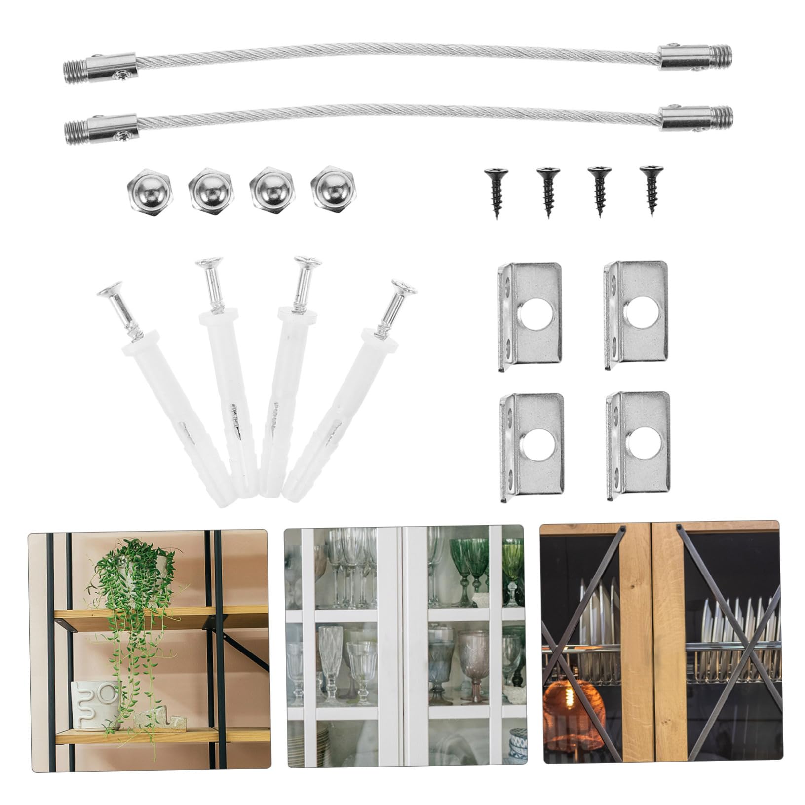 IWOWHERO Bookcase Anchor Wall Straps 2 Pack Furniture Wall Anchors for Proofing Easy Install Straps for Cabinets Dressers Bookshelves