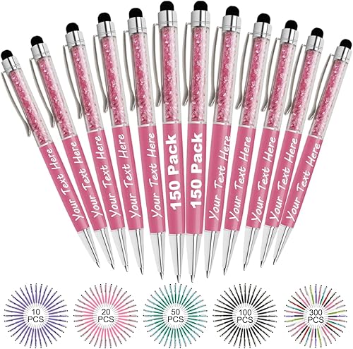 Miniatura 7 de MESHELEY Bolígrafos personalizados con nombre y texto, bolígrafos de diamantes de cristal personalizados a granel, 200 bolígrafos de regalo para