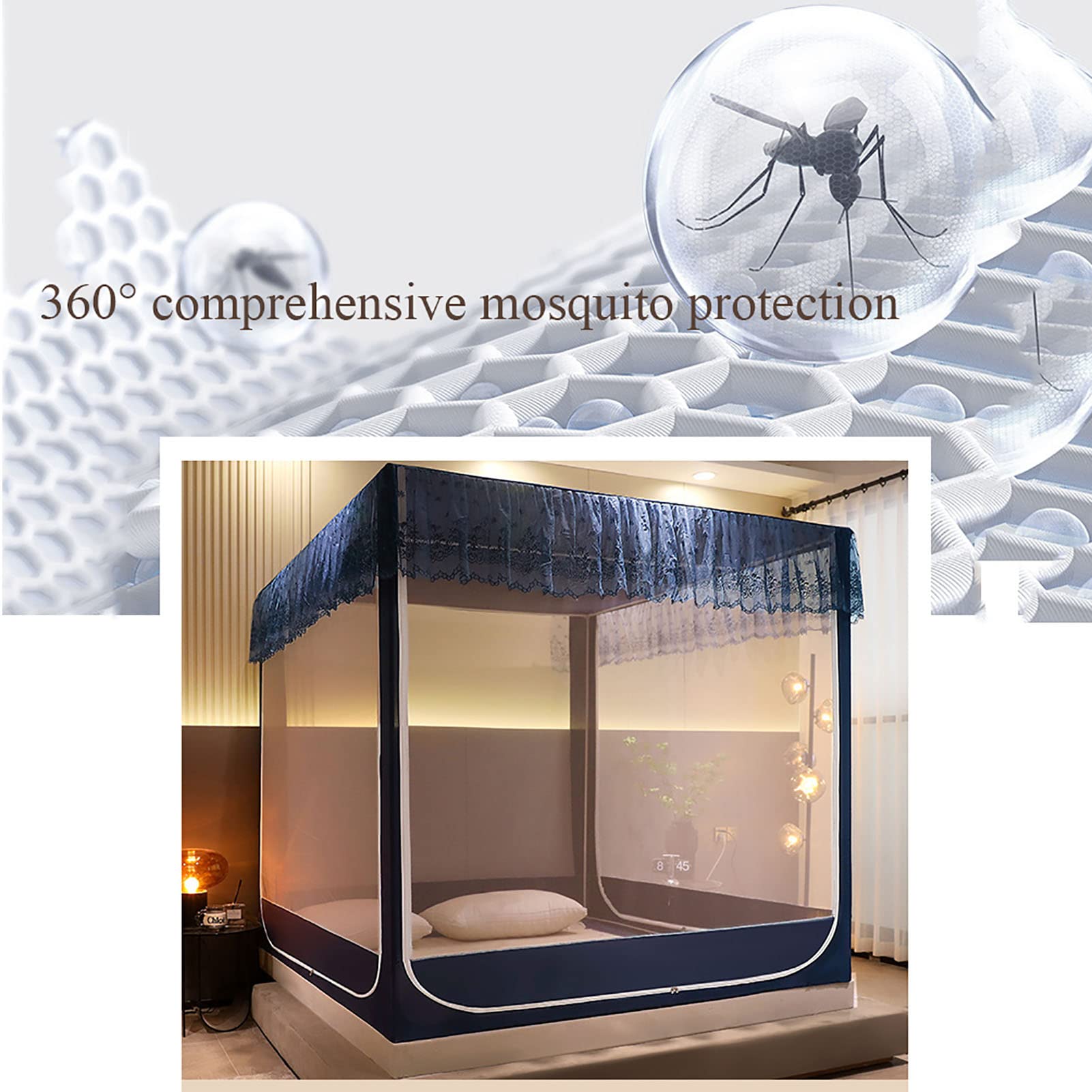 Mosquitera, Dosel para Cama, mosquitera portátil de Viaje, Cortina Plegable de Doble Puerta para Camping, A, 1,2 m (B, 1,5 m)