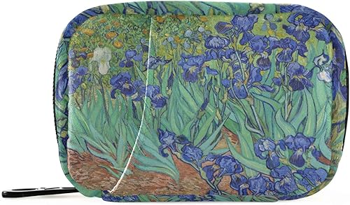 Naanle Irises Van Gogh Pastillero de 7 días, bolsa organizadora de pastillas de viaje con cremallera, estuche semanal portátil, tamaño compacto para