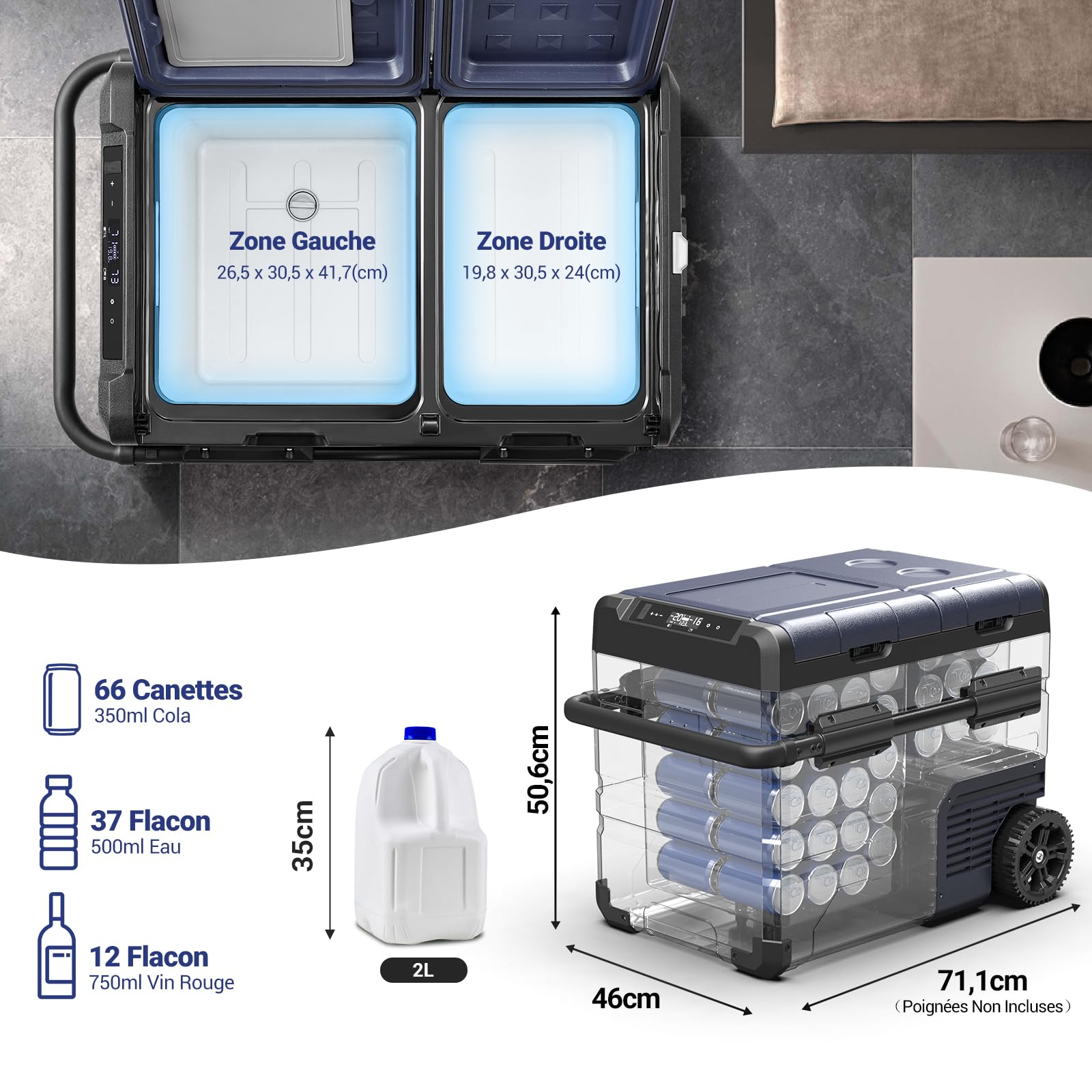 AAOBOSI Glacière compresseur double zone 12/24/230 V