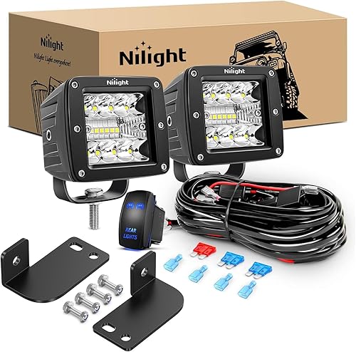 Miniatura 13 de Nilight 2 cubos LED de 3 pulgadas y 42 W mejorados, combo de inundación cuadrada, luces antiniebla todoterreno de 12 V, 5 pines, interruptor