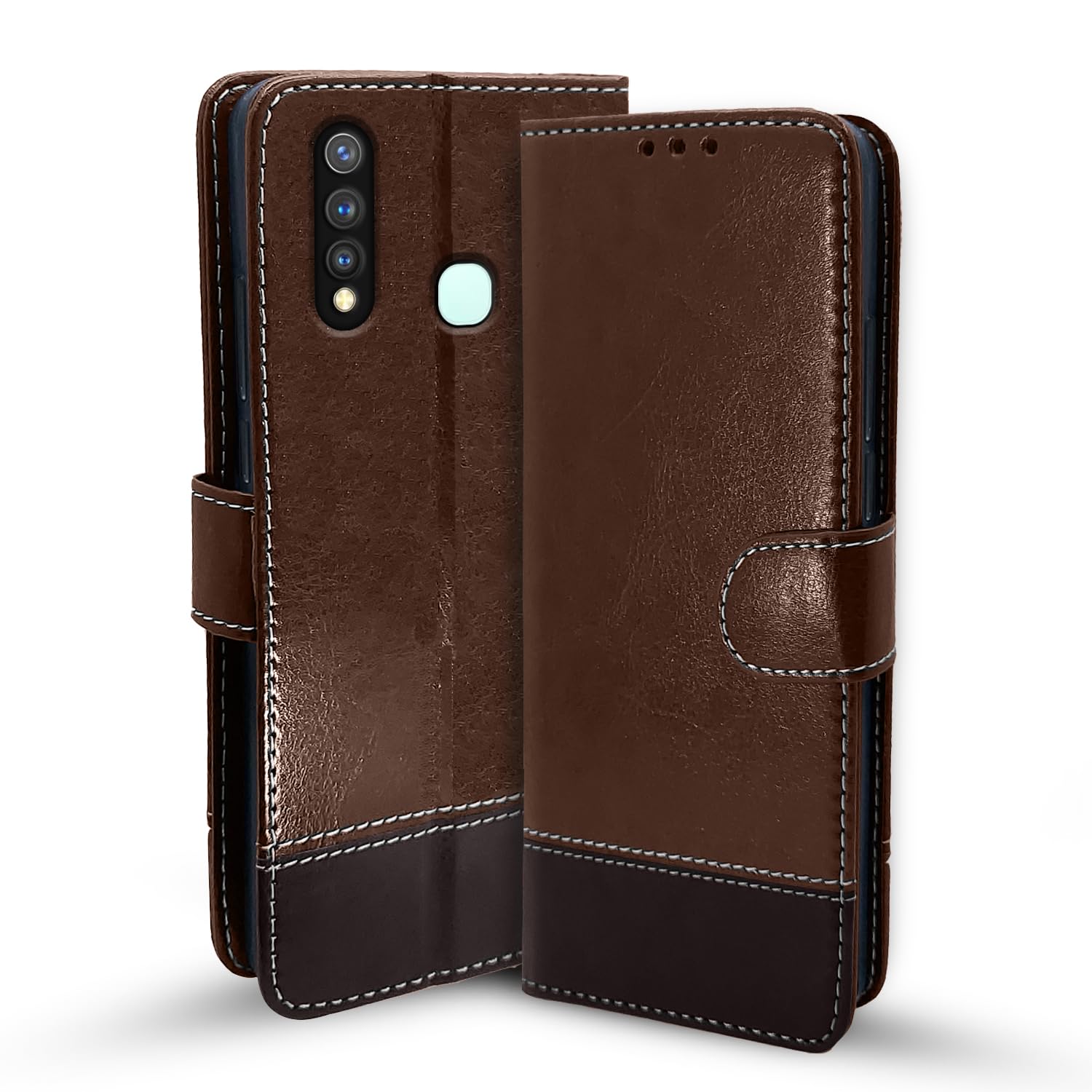 Pikkme Vivo U20 / Y19 Flip Cover | Dual-Tone PU Leather Finish | Wallet Style & Stand | Magnetic Flip Case for Vivo U20 / Y19 (Brown & Coffee) (B0C6KG57HT) Amazon Price History, Amazon Price Tracker