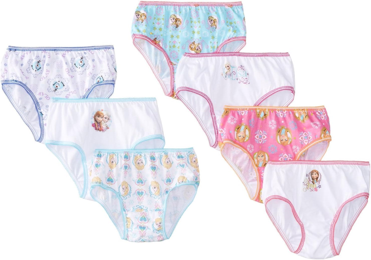 Girl's Frozen Panty Multipacks Bikini Style Underwear (Pack of 7)
