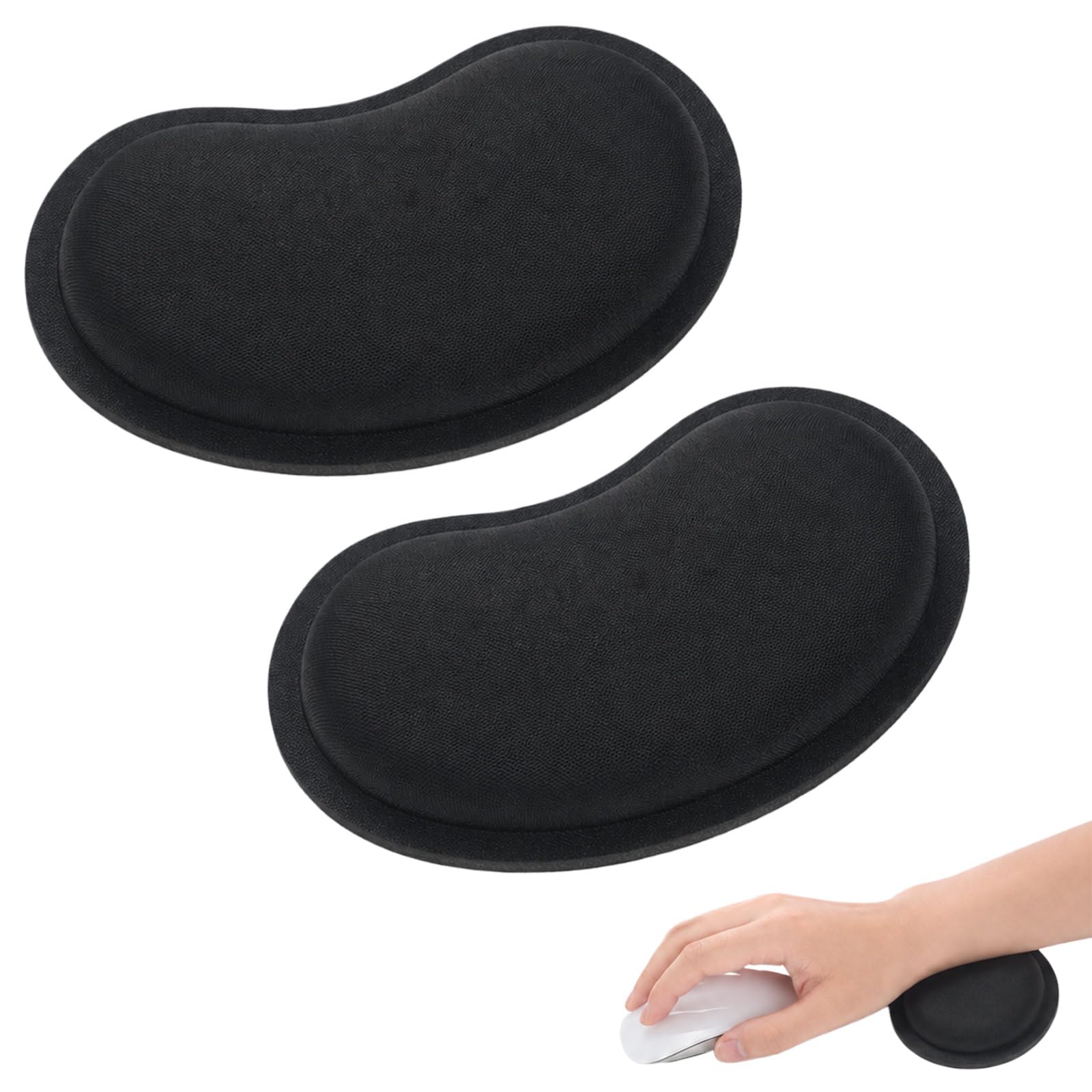 Cordial Mart 2 Pack Mouse Wrist Rest, Memory Foam Wrist Support Pad, Black