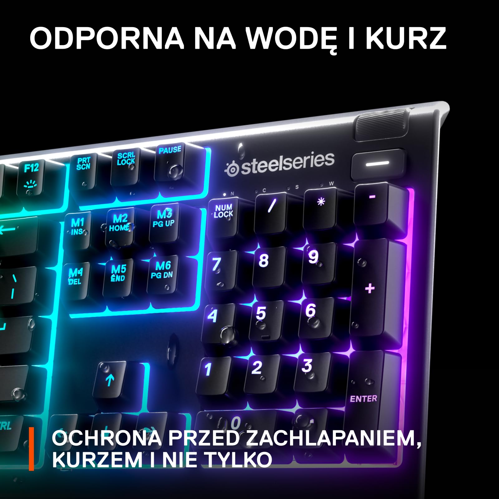 SteelSeries Apex 3 Gamingowa klawiatura RGB - 10 stref podświetlenia RGB - Ochrona przed wodą IP32 - Magnetyczna podkładka pod nadgarstki - Turecki QWERTY układ