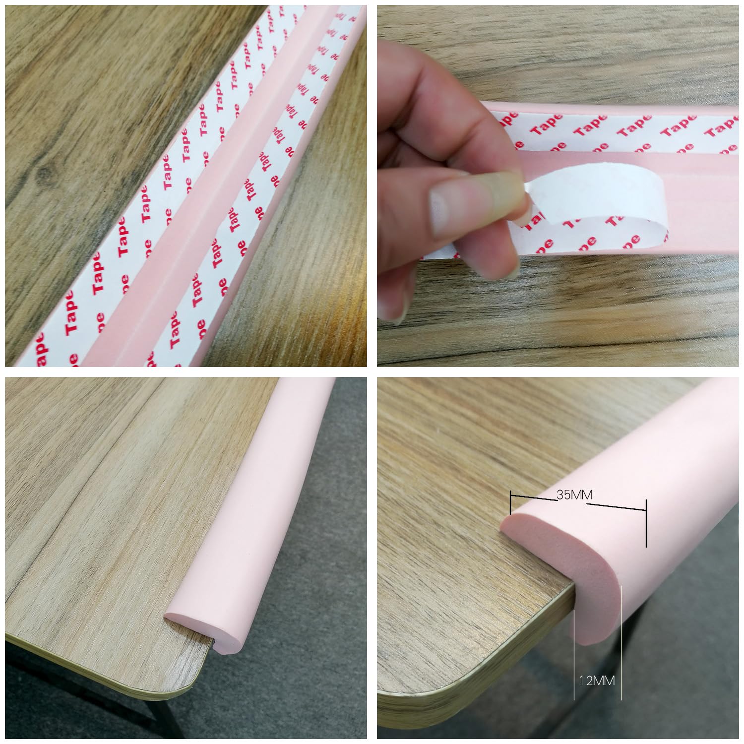 20 Metros Protector Borde Espuma Forma de L para Mesa Borde, anticolisión Tira para Bebés y niños, Seguridad para niño y Bebe, 4x5m, Rosa, KD7000 Pink