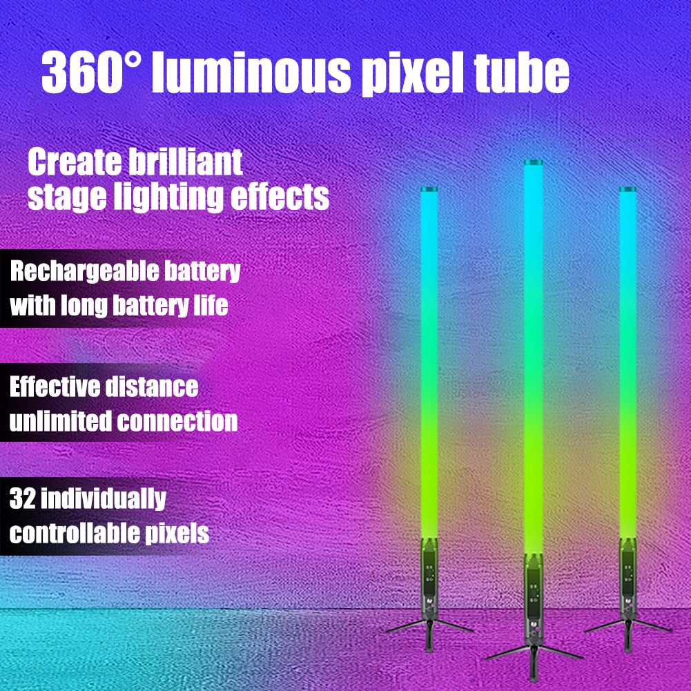 Lámpara de escenario DJ, 8 unidades, RGBWA, 28 W, tubo LED recargable de 360° con aplicación y control remoto para iluminación de escenario e iluminación de estado de ánimo