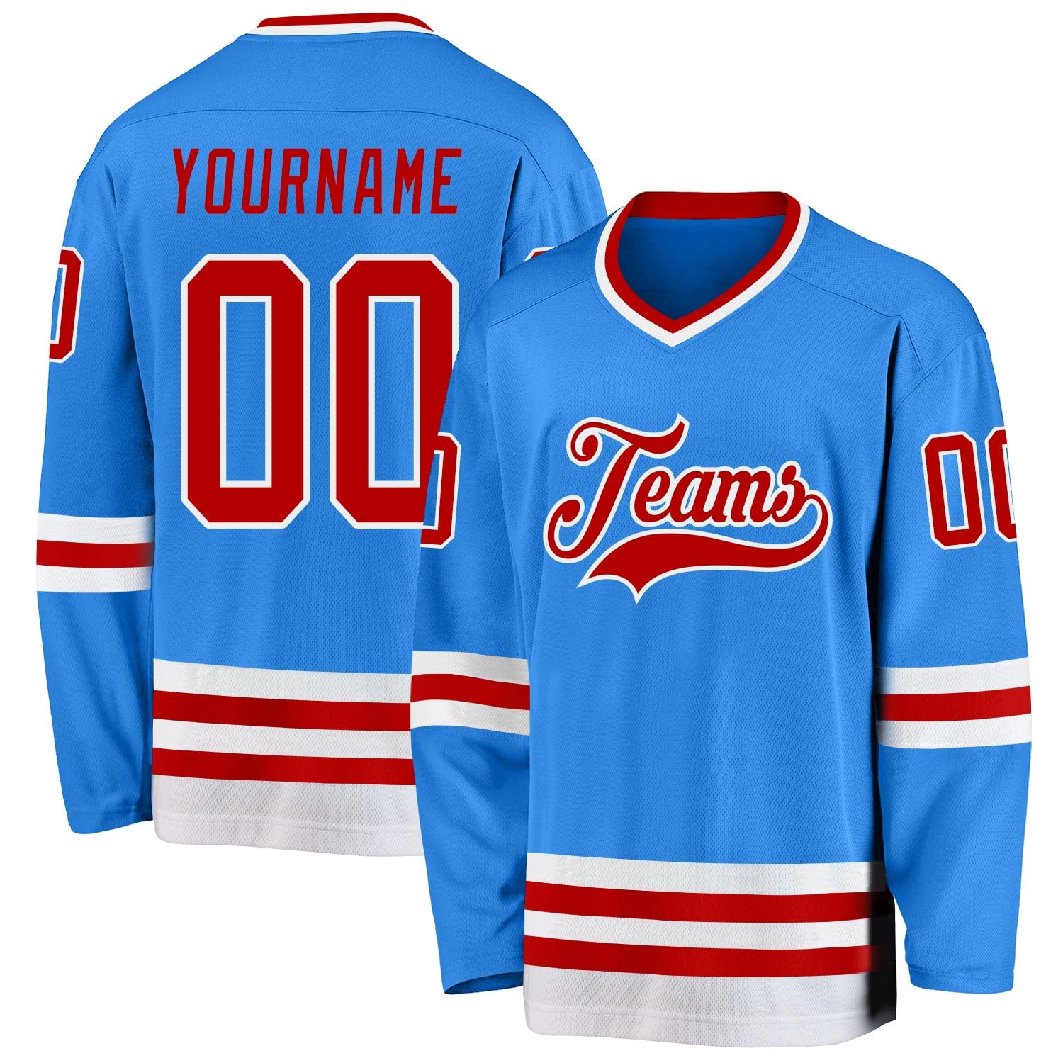 Custom Name Team Name Number White Navy-Gray Hockey Jersey Personalized V-Neck Sports Hockey Jersey for Men Women Youth