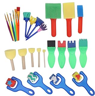 Conjunto de pincéis de pintura infantil, kit de ferramentas de pincéis de pintura, kit de carimbo de esponja para crianças crianças presentes de desenho de crianças materiais de arte para crianças crianças crianças