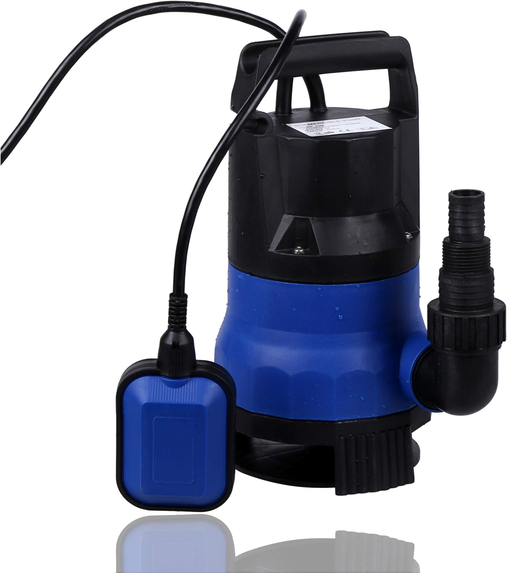 Hosmat 1/2HP Submersible Pump - 110V/60Hz 2115 GPH Clean/Dirty Submersible Water Pump Includes Float Switch for Automatic Operation (Blue)