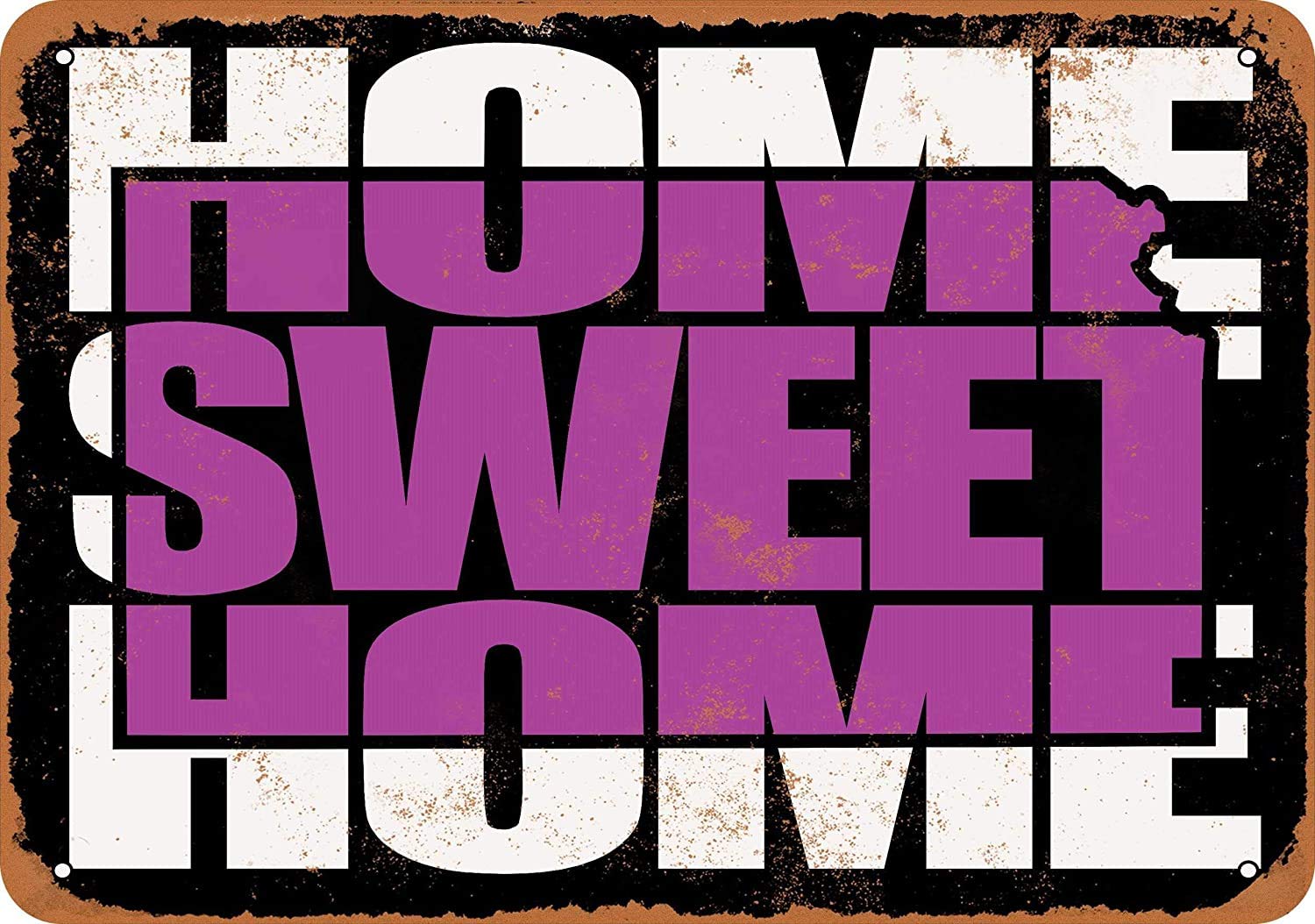 Home Sweet Home Kansas Black Purple Vintage Look Metal Sign Funny Aluminum Tin Sign Post 8 x 12