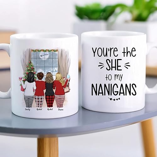 Miniatura 60 de Gossby Taza de café de Navidad personalizada para amigas, regalos de amistad personalizados para mujeres con diseño, nombre, regalo de mujer para 3