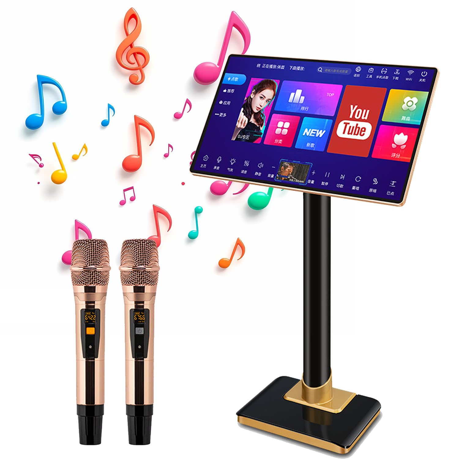 Máquina Karaoke,Reproductor Karaoke,Reproductor Karaoke Chino para Cantar En Ktv,con Micrófono Inalámbrico Reverberación,para Fiestas En Casa 4T