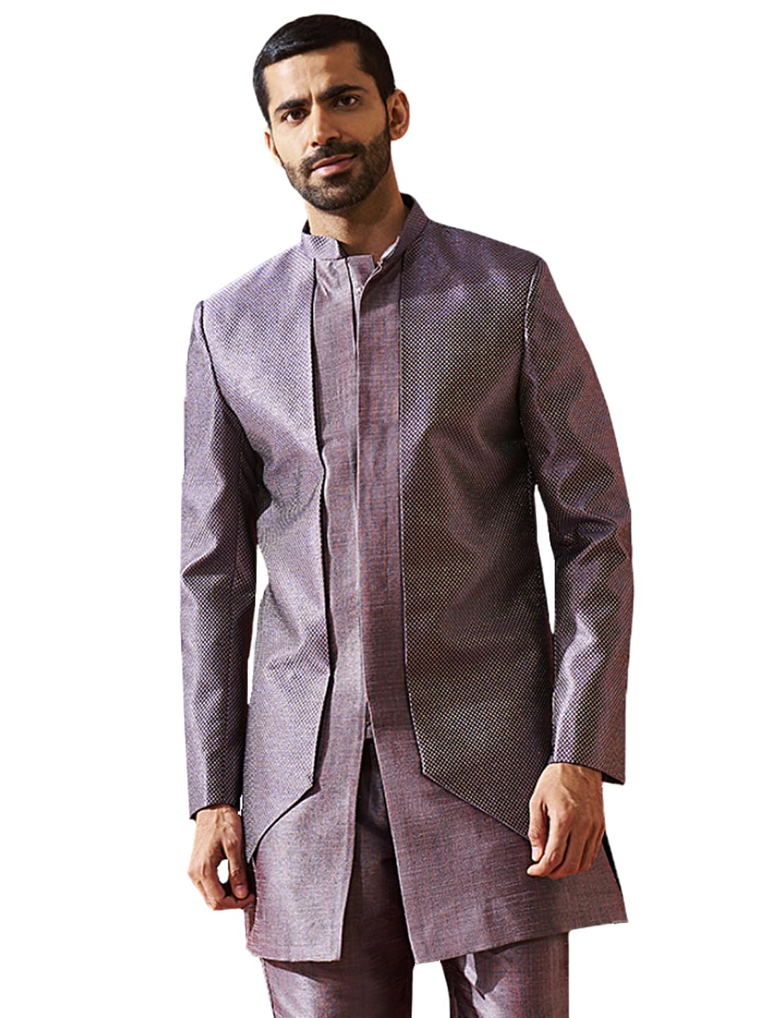 Men's Silk Blend Sherwani Only Top, Silk Blend Jacquard Indo Western For Men for Weddings & Festivals, Traditional Ethnic Wear Outfit-image-14