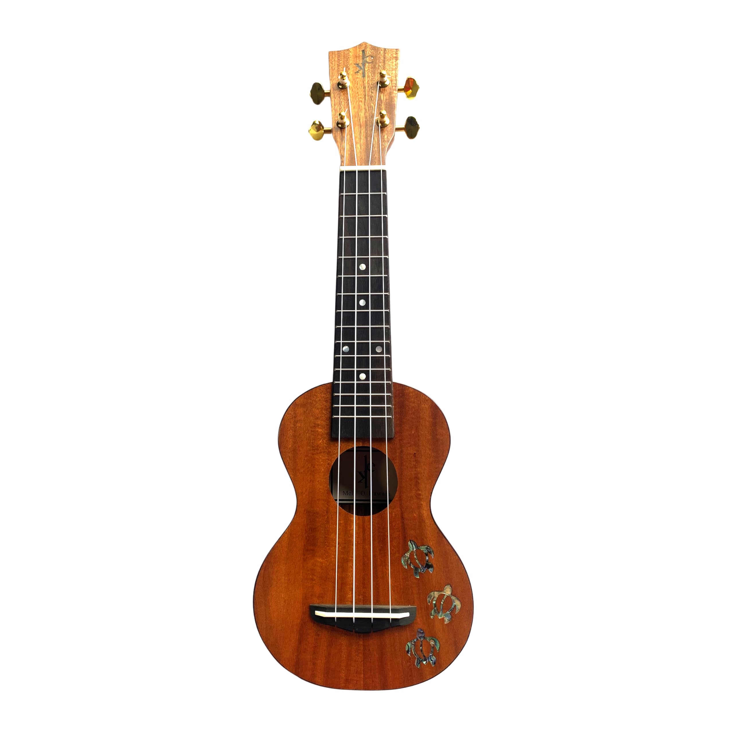 All Solid Koa Acacia Soprano 21inch With 3-Abalone Shell Hawaii Style Turtle Hand Craft Ukulele, Free Gig Bag/Box and Shipping