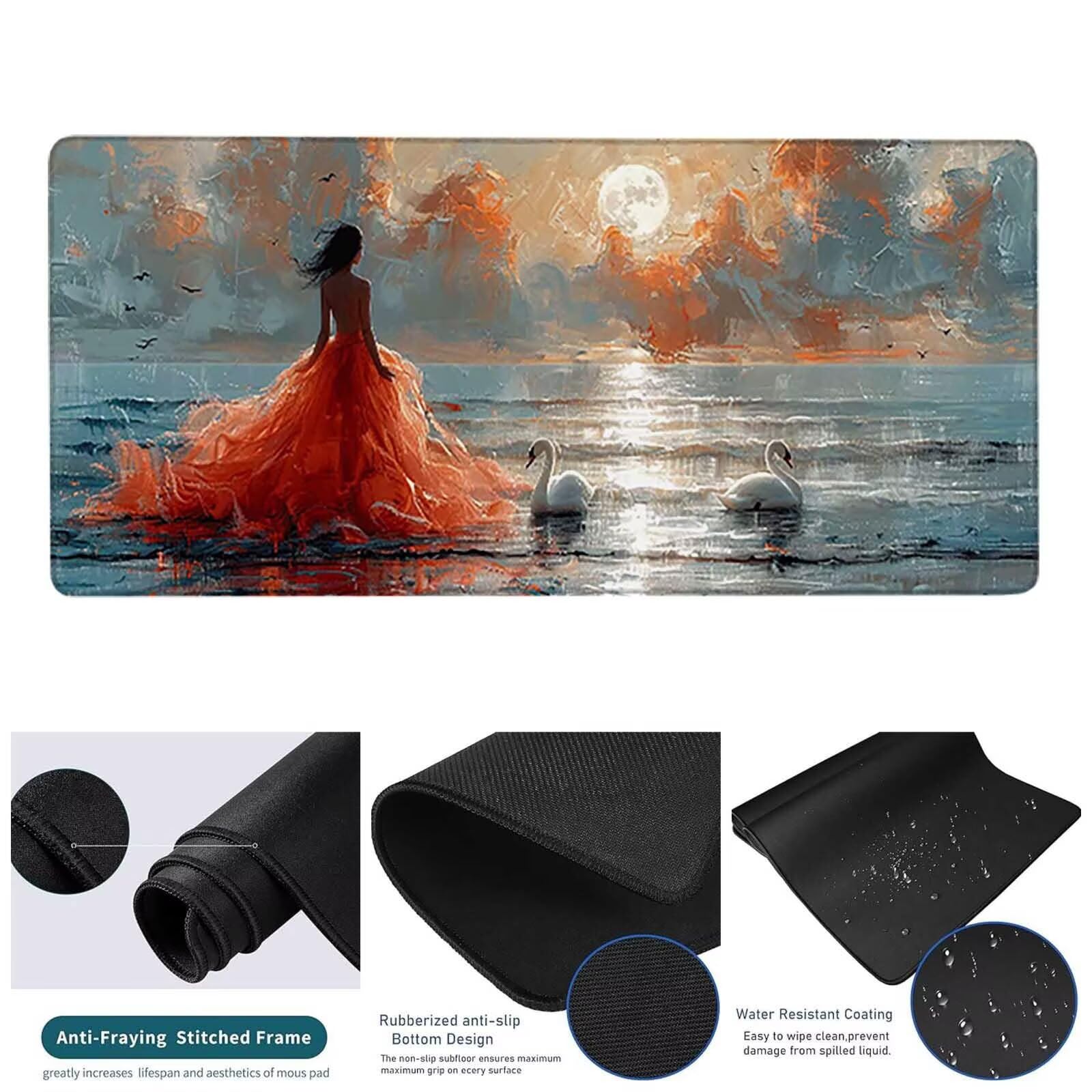 Szara podkładka pod mysz XXL 1600 x 800 x 3 mm duża podkładka pod mysz plażowa podkładka pod mysz akcesoria biurowe, zmywalna, antypoślizgowa gumowa podstawa, wodoodporna podkładka pod mysz do