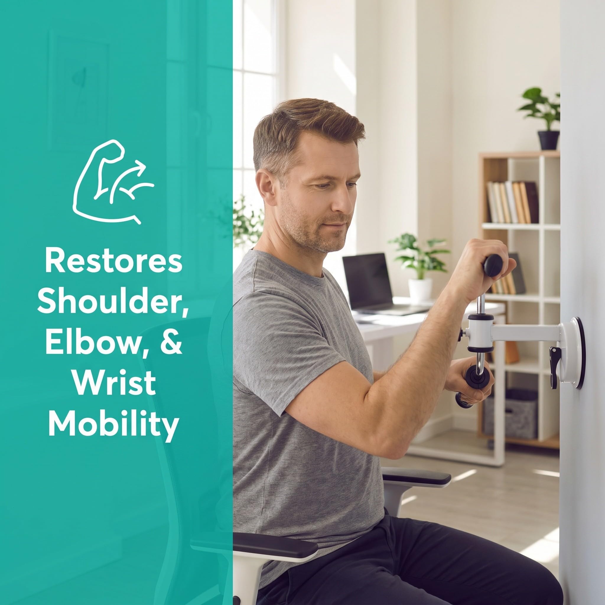 Ejercitador de Brazos con Base de succión compacta - Equipo de rehabilitación de antebrazo y Hombro para Fisioterapia y Cuidado de Personas Mayores - Equipo de Fitness para el hogar para