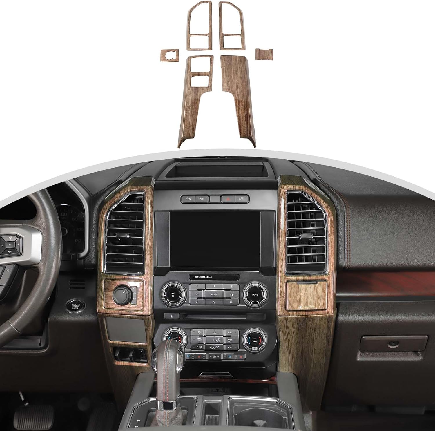 CheroCar for F150 6PCS Central Control Dashboard Panel Cover Interior Decoration Kits for Ford F150 2015-2020 (Carbon Fiber)