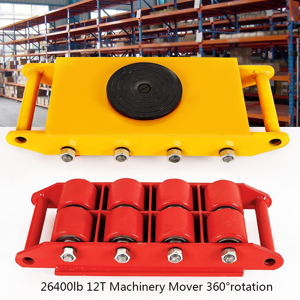 Machine Transport Skate 12T, 26400lbs Patines de hielo Carga de maquinaria pesada y electrodomésticos Peso del producto 27,5kg Transporte industrial Dolly Máquinas Muebles Dispositivo (rojo)