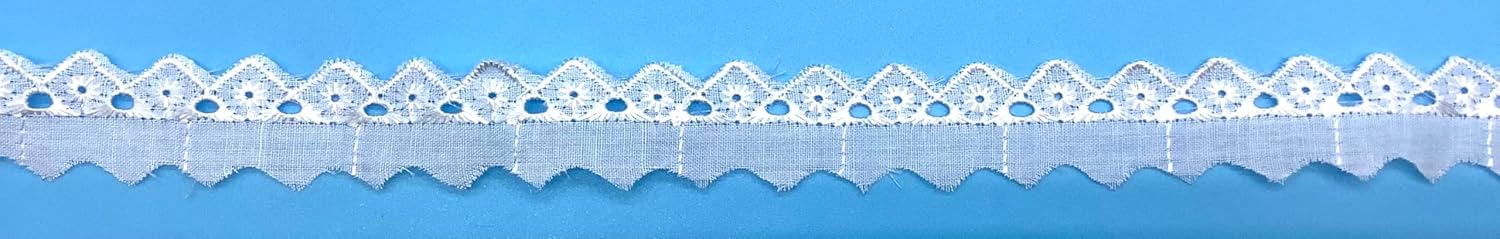 White 3/4" Mini Eyelet Edge - 15 Yards