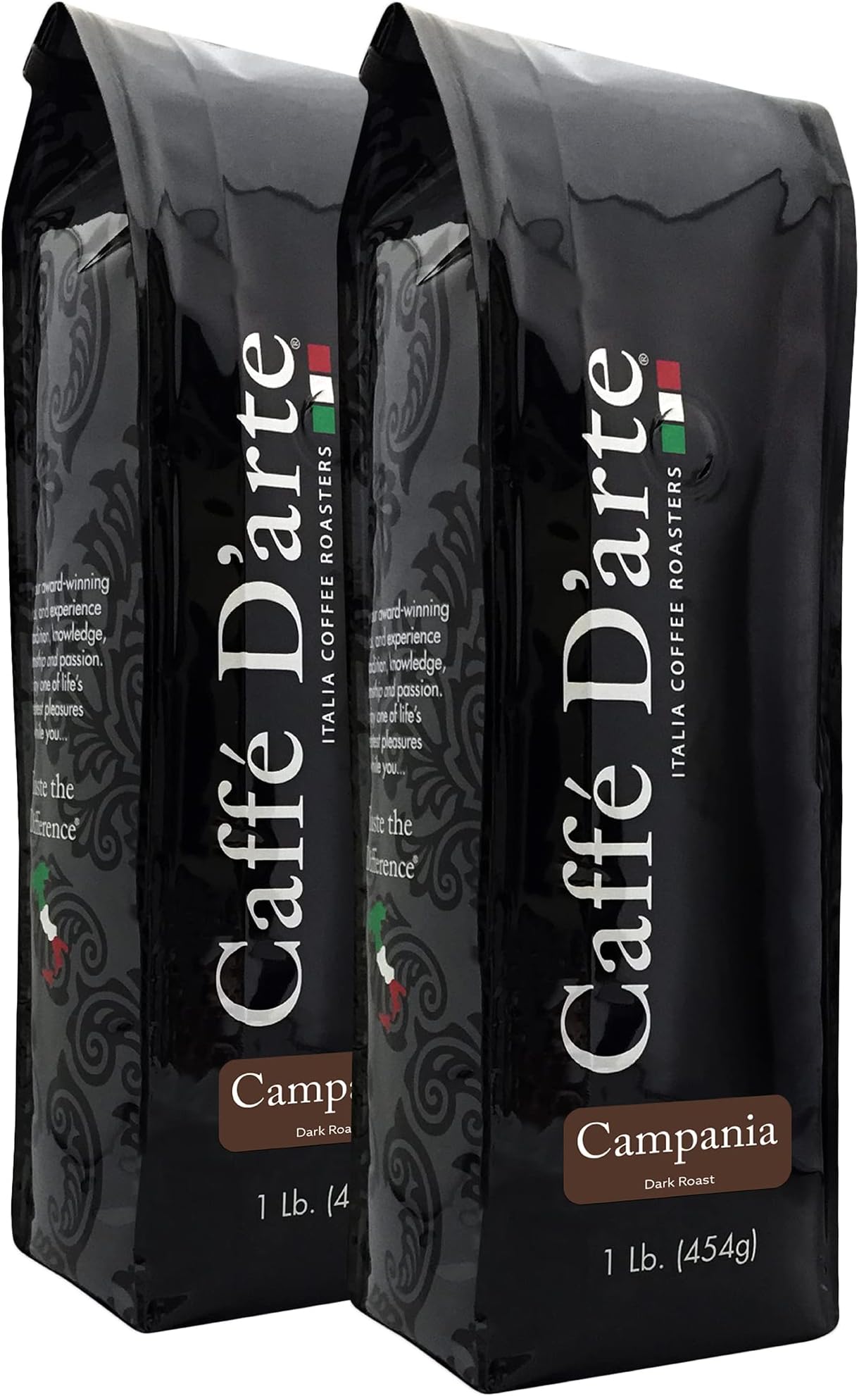Caffe D’arte Campania Whole Bean Coffee – Dark Roast, Bold & Robust, Roasted in Seattle, Crafted for Drip Coffee Makers, 1 lb