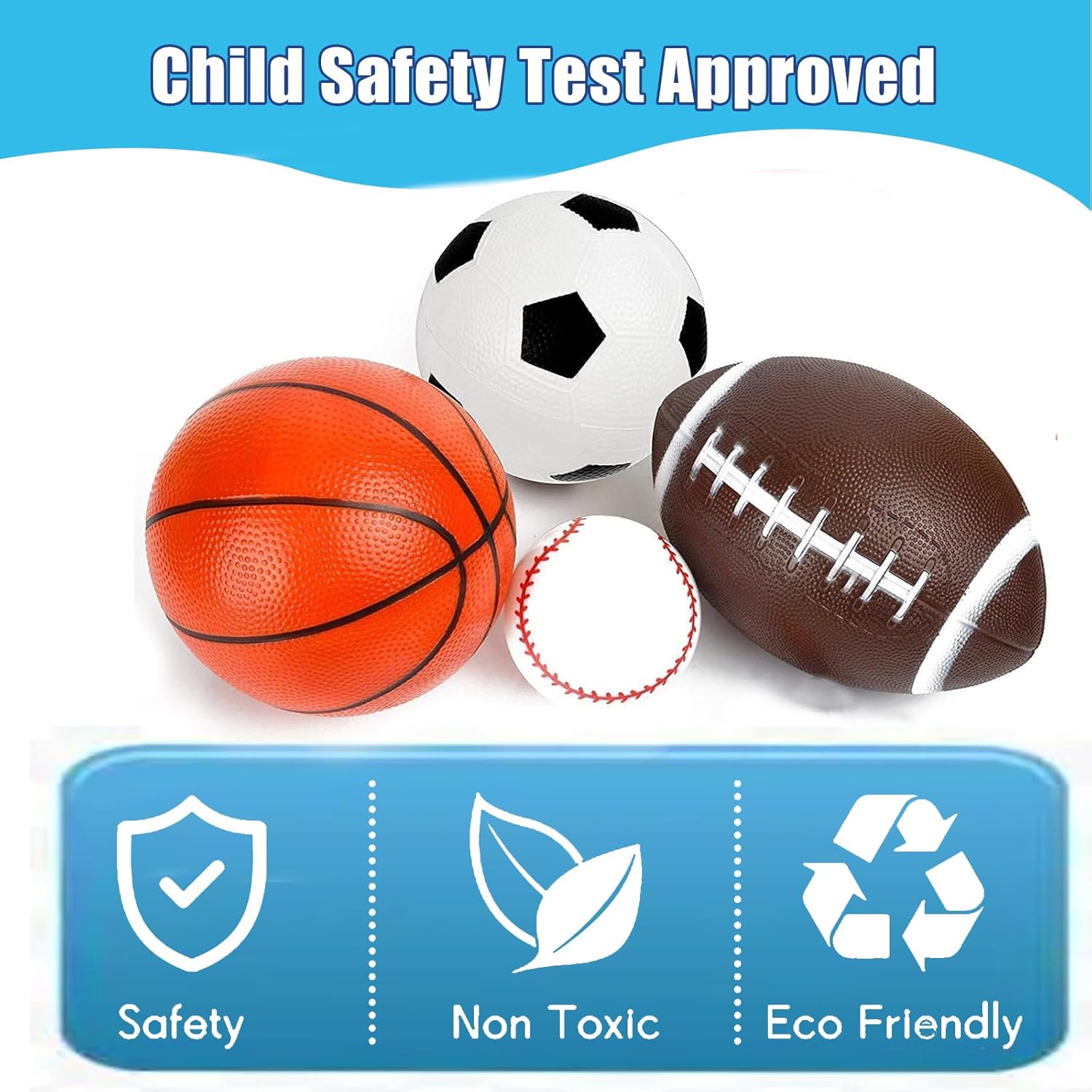Mini Sports Balls Toys Set for Kids Toddler, Mini PVC 5 Inch Basketballs Balls-5" Little Soccer, Football,- Playground Kick Ball Gift for Children Indoor Outdoor Beach Pool Stocking Stuffer 4 Pack
