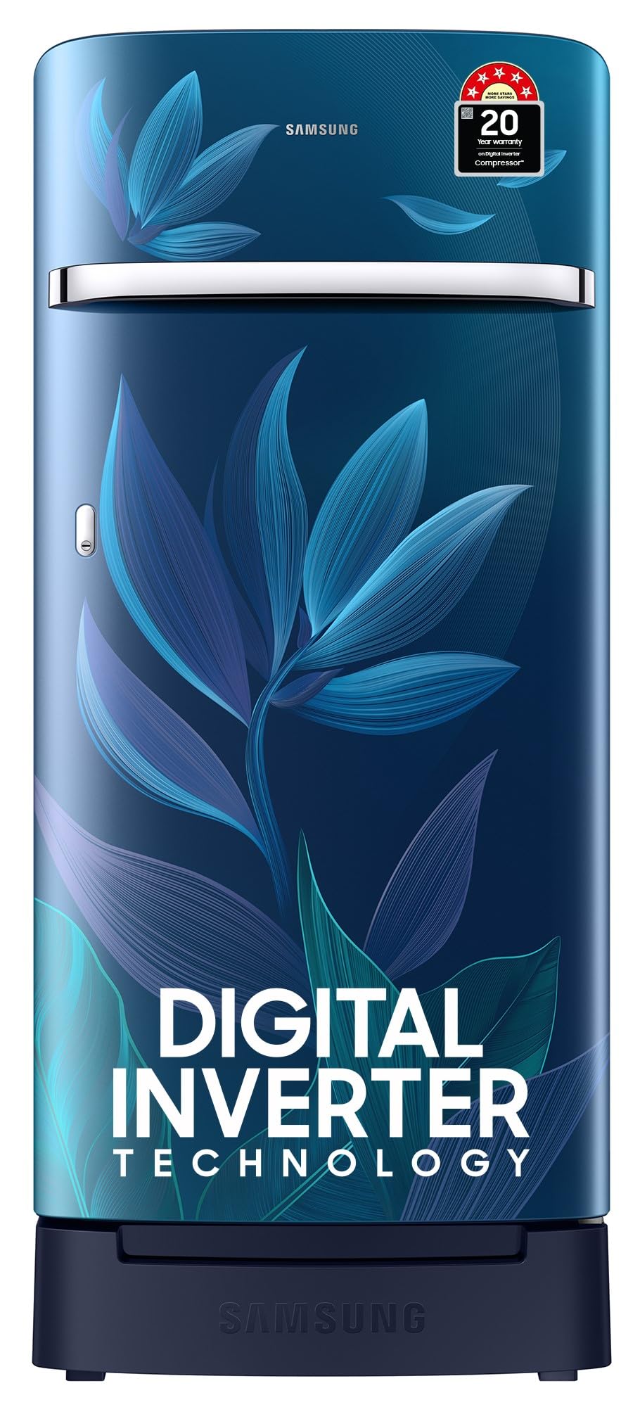 Samsung 189 L, 5 Star, Digital Inverter, Direct-Cool Single Door Refrigerator (RR21D2H259U/HL, Paradise Bloom Blue, Base Stand Drawer)