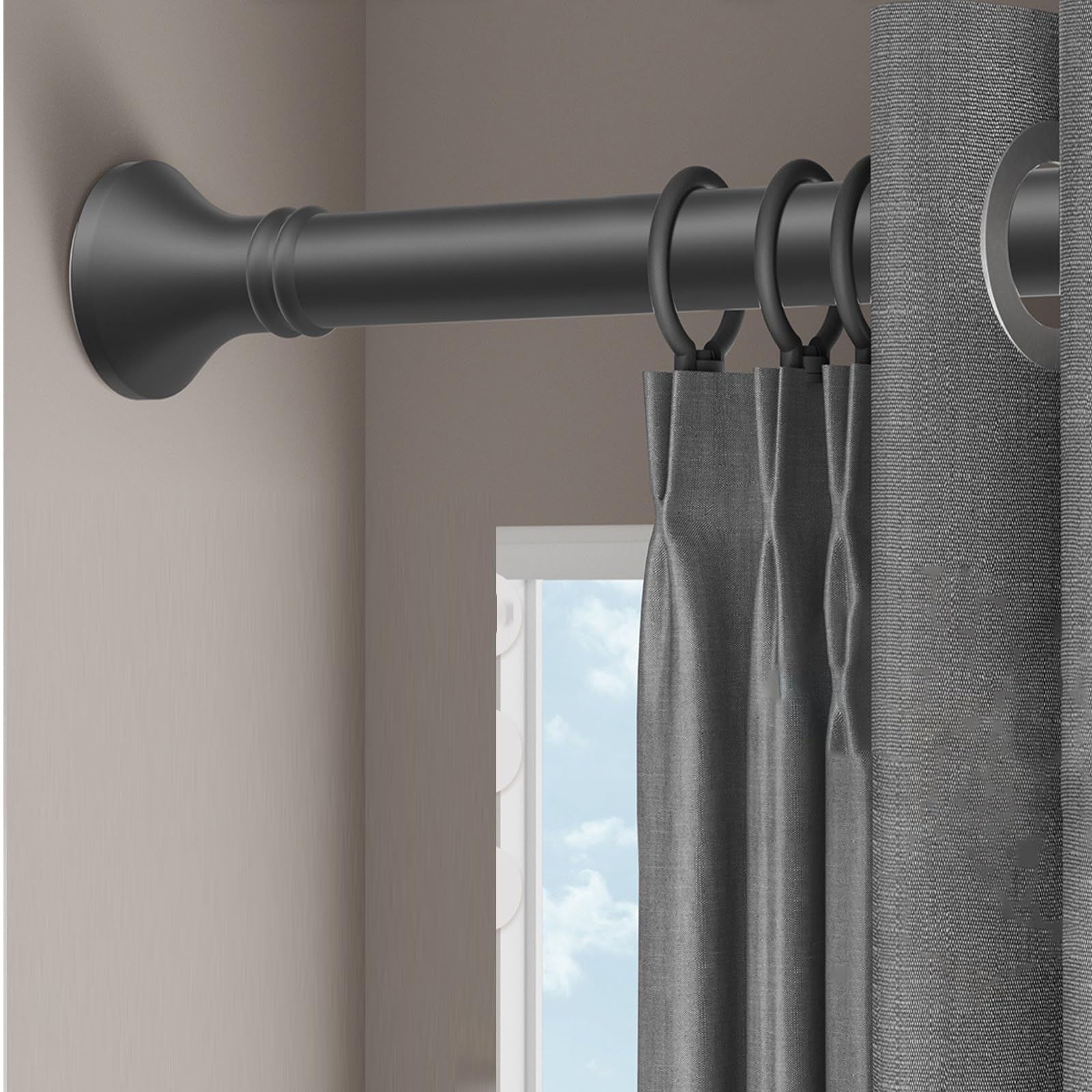 Barre de douche sans perçage pour fixer un rideau ou dressing modulable gris