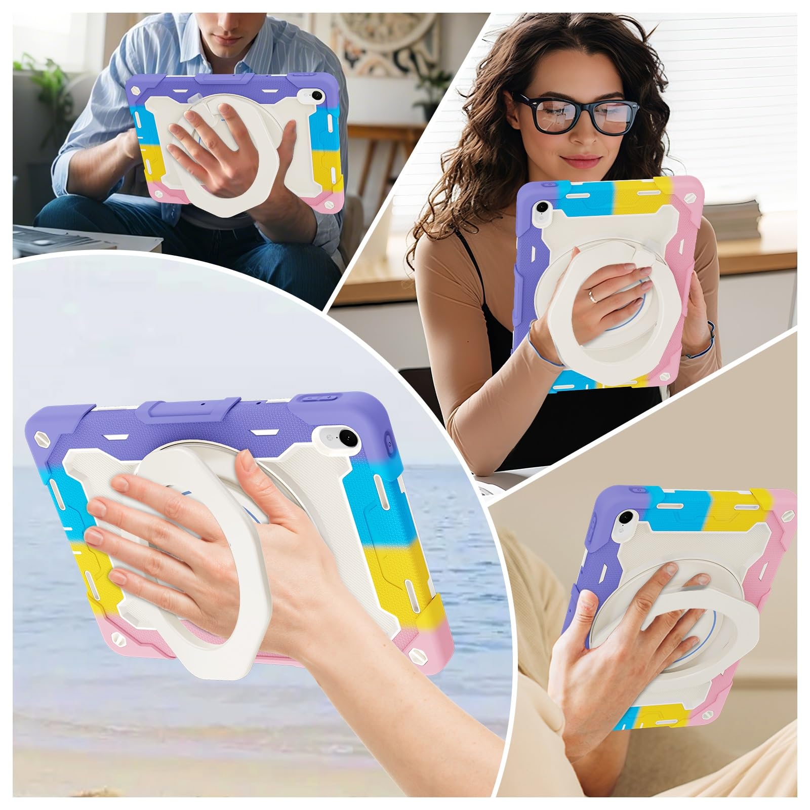 Custodia protettiva per tablet Huawei Matepad 11 (2023/2021)/C7 per bambini, resistente, antiurto, robusta, con cavalletto e tracolla (rosa)