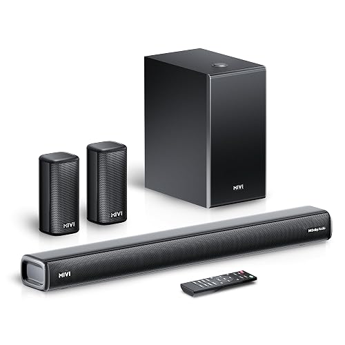 Mivi Superbars Nova 780 Watts Dolby Audio Home Theatre Speaker [New Launch], 5.1 Channel with Big Woofer, 3 Built-in + 2 Satellite Speakers, Multiple EQ, Home Theatre 5.1, Made in India Sound Bar