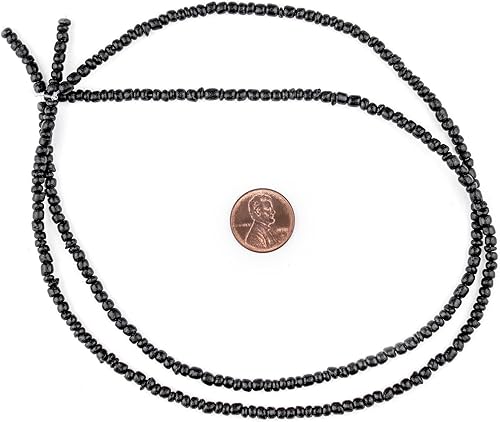Miniatura 2 de TheBeadChest - Cuentas de coco natural negro de 0.157 in, hilo de madera de semilla de 16 pulgadas