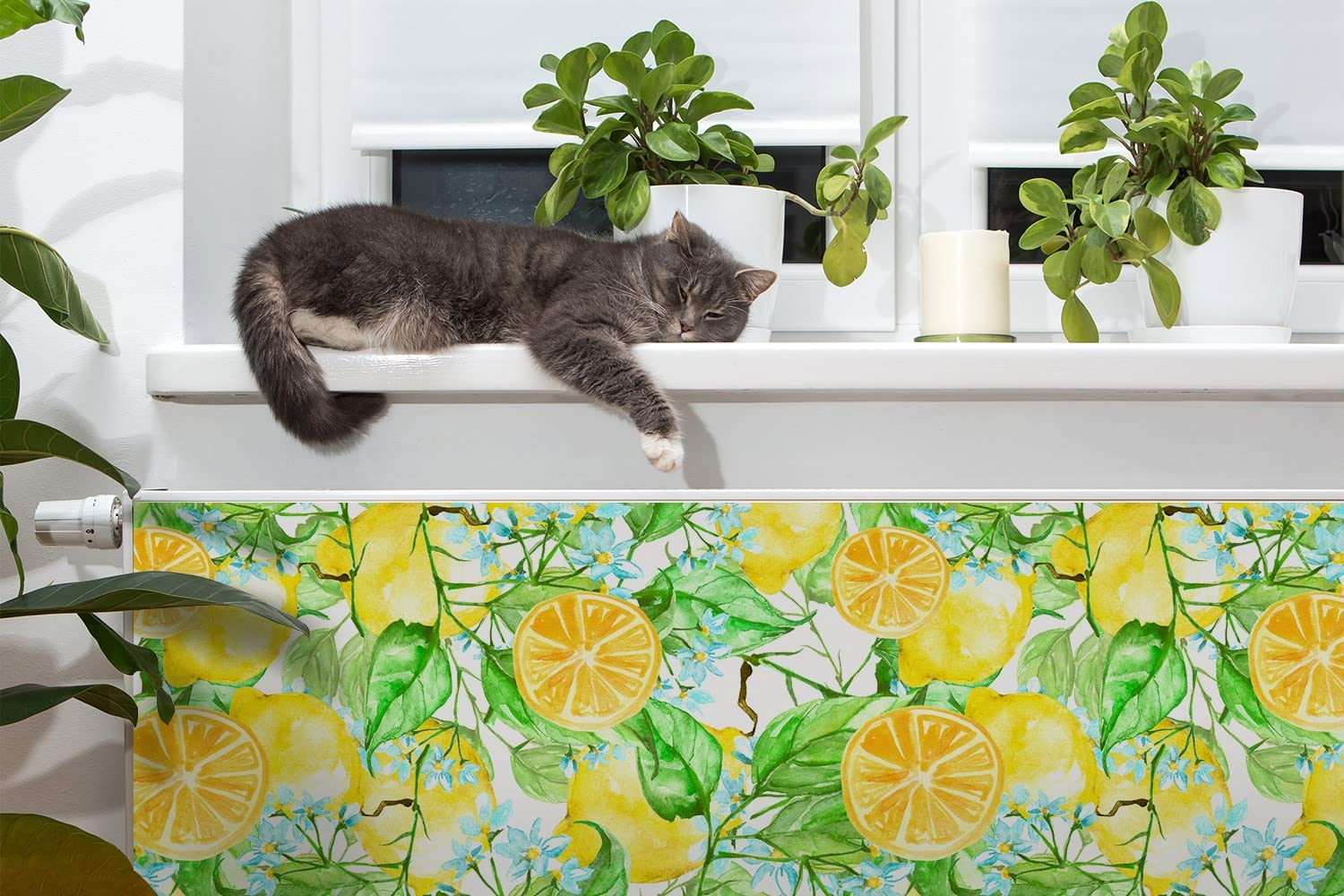 Coloray Magnetische Radiator Cover Zelfklevende Beschermmagneet 35.4x23.6 90x60 cm - Groene bladeren