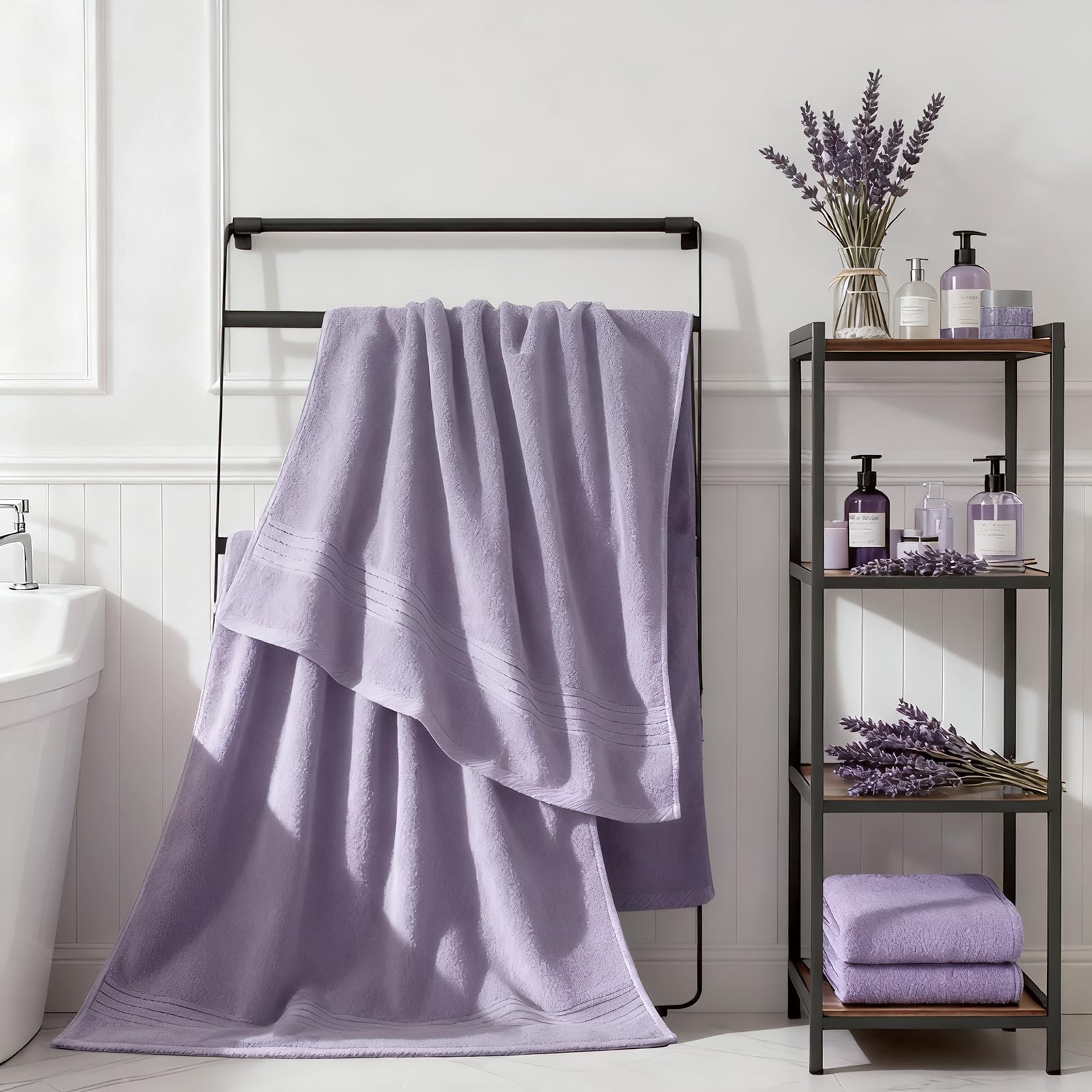 COZYART Set di asciugamani da bagno di lusso, in cotone turco per hotel, set da 6 pezzi con 2 asciugamani da bagno grandi, 2 asciugamani per le mani, 2 salviette, 650 g/m².