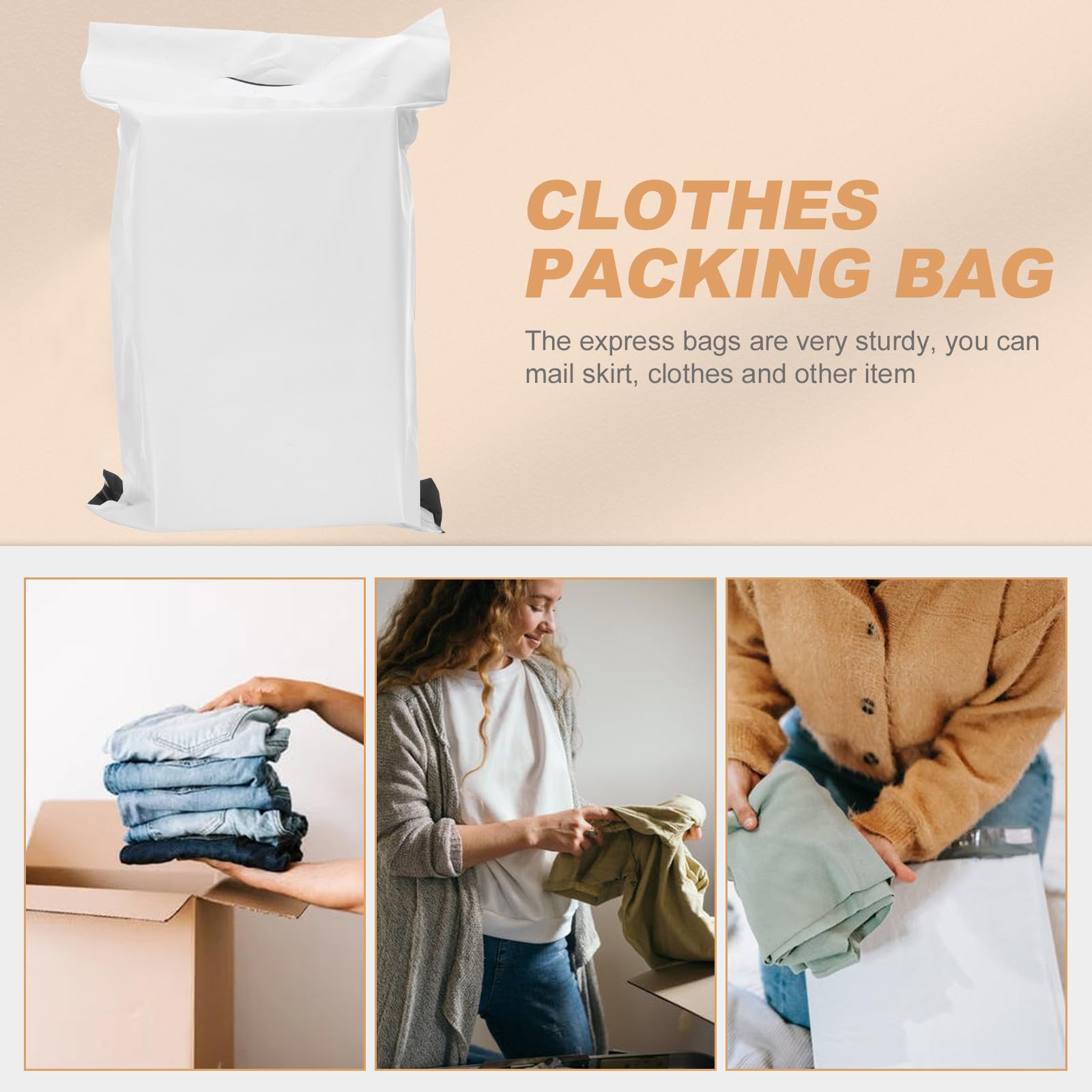 BETOOKY Buste per Spedizione Abbigliamento 100 Pezzi Buste in Polietilene Addensate 26x33 Cm Manico e Chiusura Adesiva per Imballaggio e Spedizione Abiti