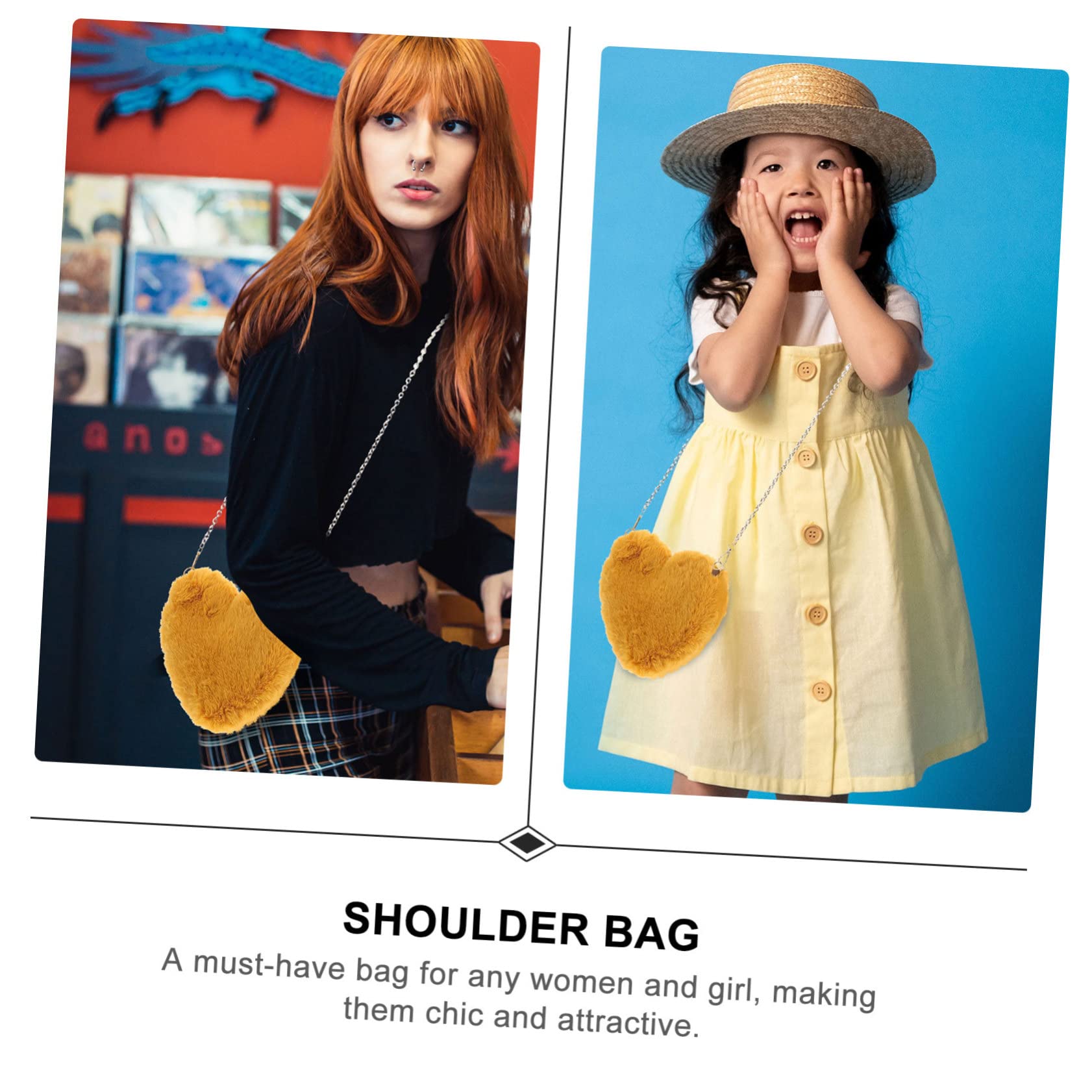 BESTYASH Chic Peach Heart Bun Bag Plush Shoulder Cross-body Bag Faux Rabbit Fur Perfect for Everyday Use Family Friends