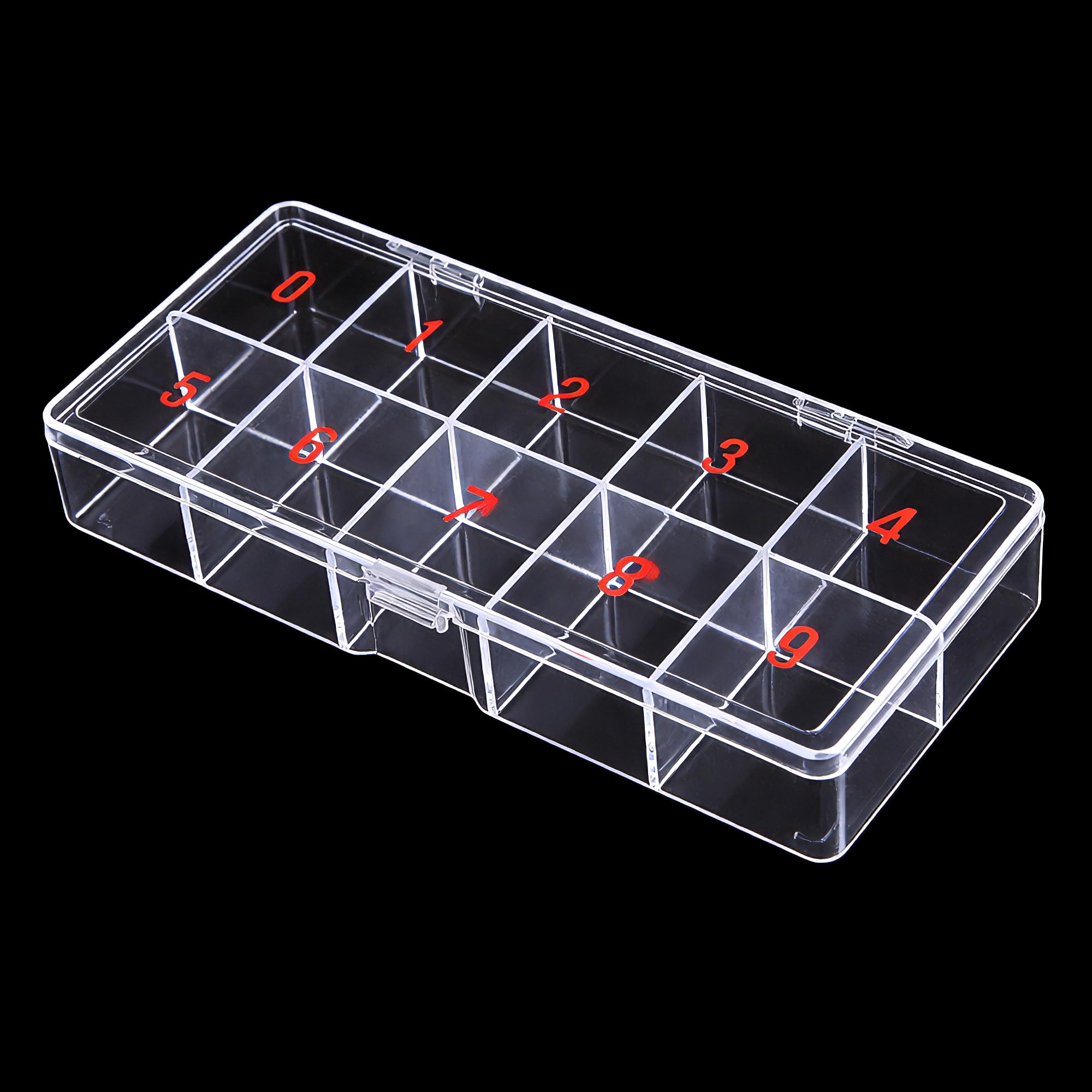 La Shield 1p Empty Storage Box Case Container Compartment for Nail Art Tips - Clear, Modern, Rectangular, 6.9x3.4x1 Inch