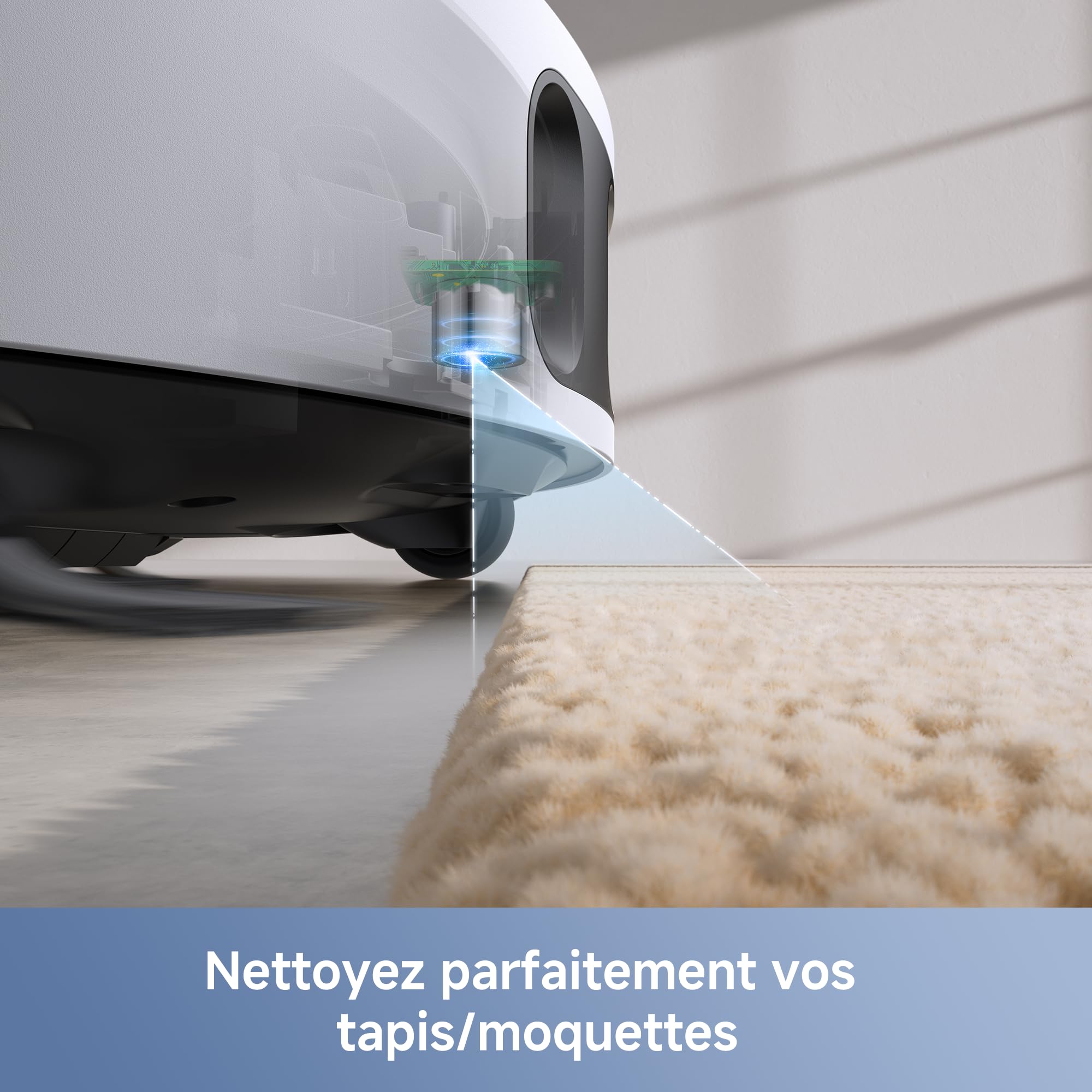 Mova E30 Ultra Robot Odkurzacz i myjka, 7000 Pa z automatycznym opróżnianiem, nieplączącą się, samooczyszczającą ściereczką, podnoszeniem 10,5 mm i ultradźwiękowym wykrywaniem dywanów, biały