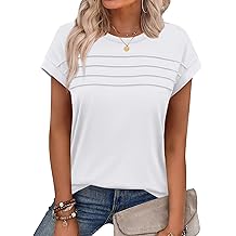 Womens Summer Tops Trendy 2026 Cap Sleeve T Shirts Crew Neck Pleated Front Beach Vacation Clothes Fashion