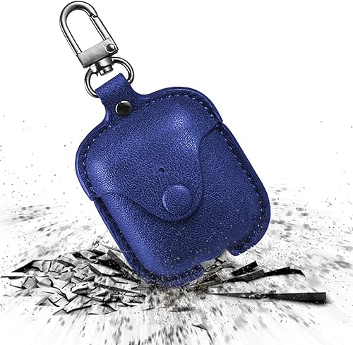Miniatura 2 de CoreLife Funda para AirPods, funda de piel delgada protectora suave para Apple AirPods 1 y 2 funda de carga con llavero (azul)