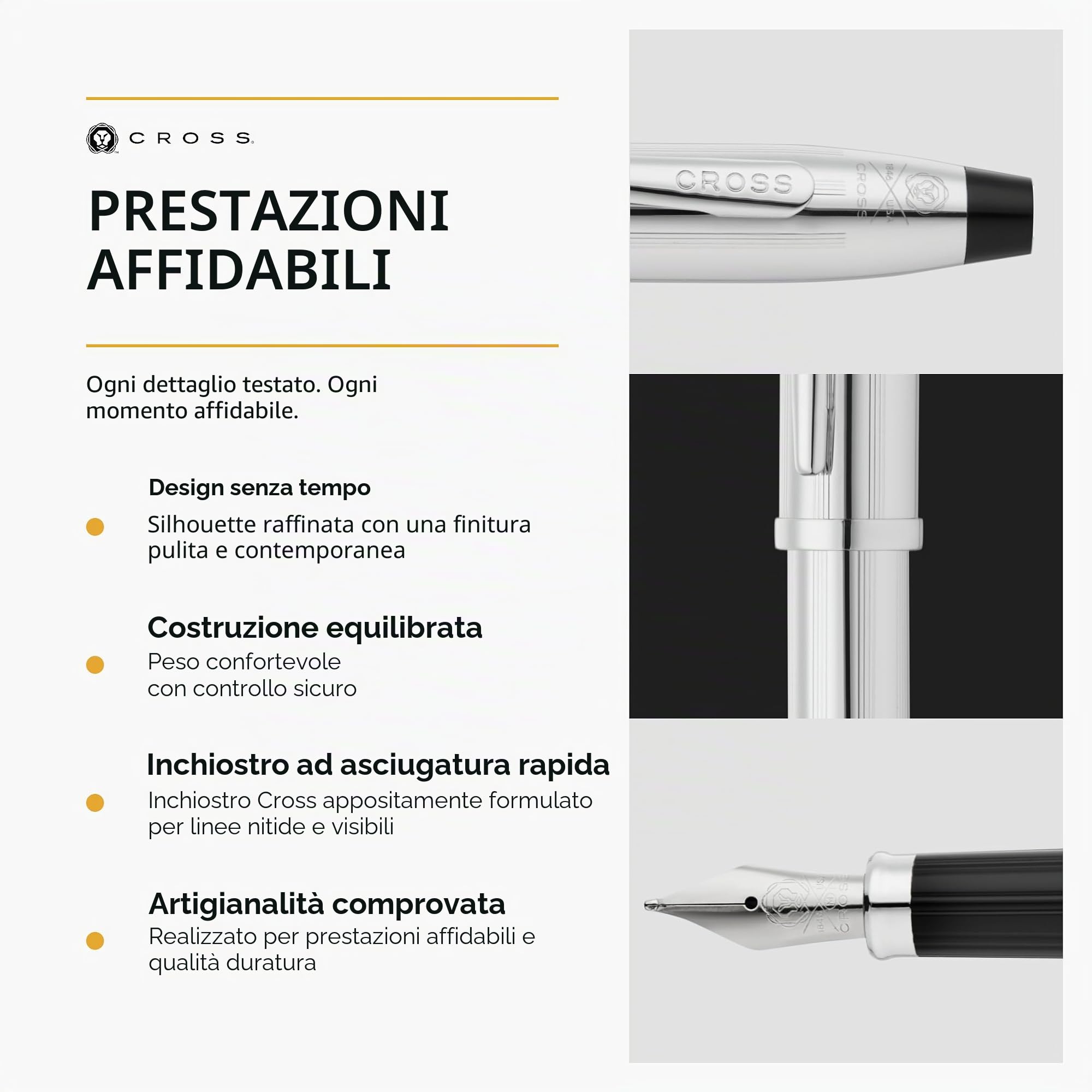 Cross 506 - Penna stilografica Century II cromata con punta dorata