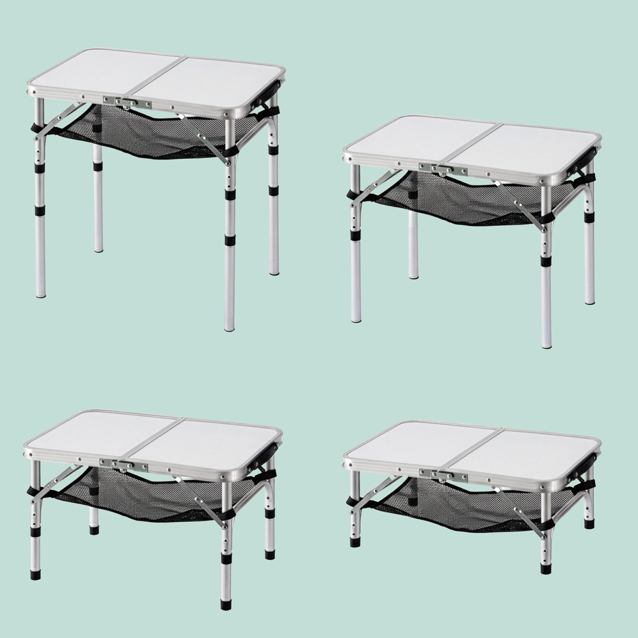 Relaxdays Table de Camping Pliante en Aluminium/MDF, Hauteur réglable, Anti-intempéries, 60x60x40 cm Blanche