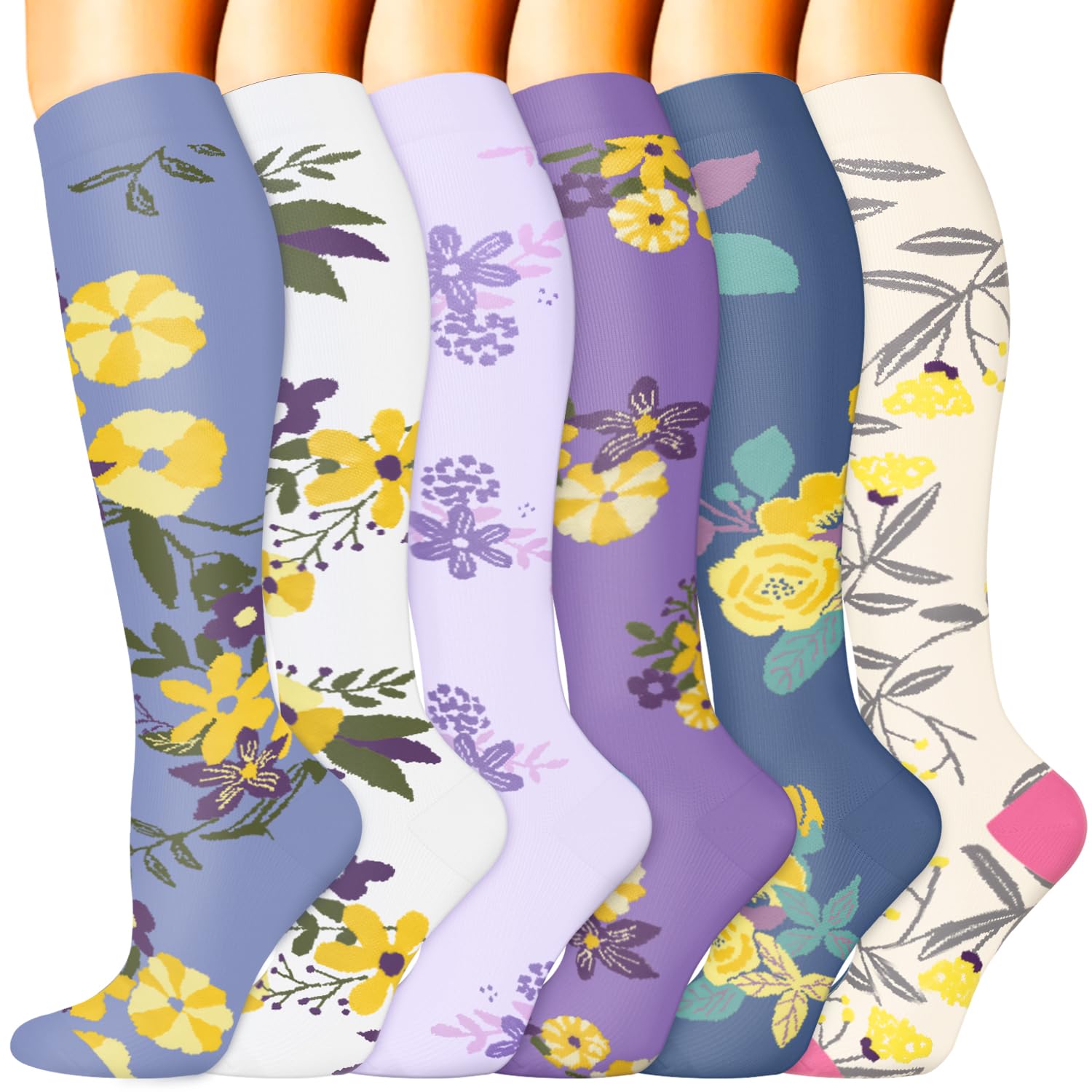 Sooverki Compression Socks for Women &amp; Men 6 Pairs is Best Supportive Knee High Stockings for Circulation, Travel, Nurses