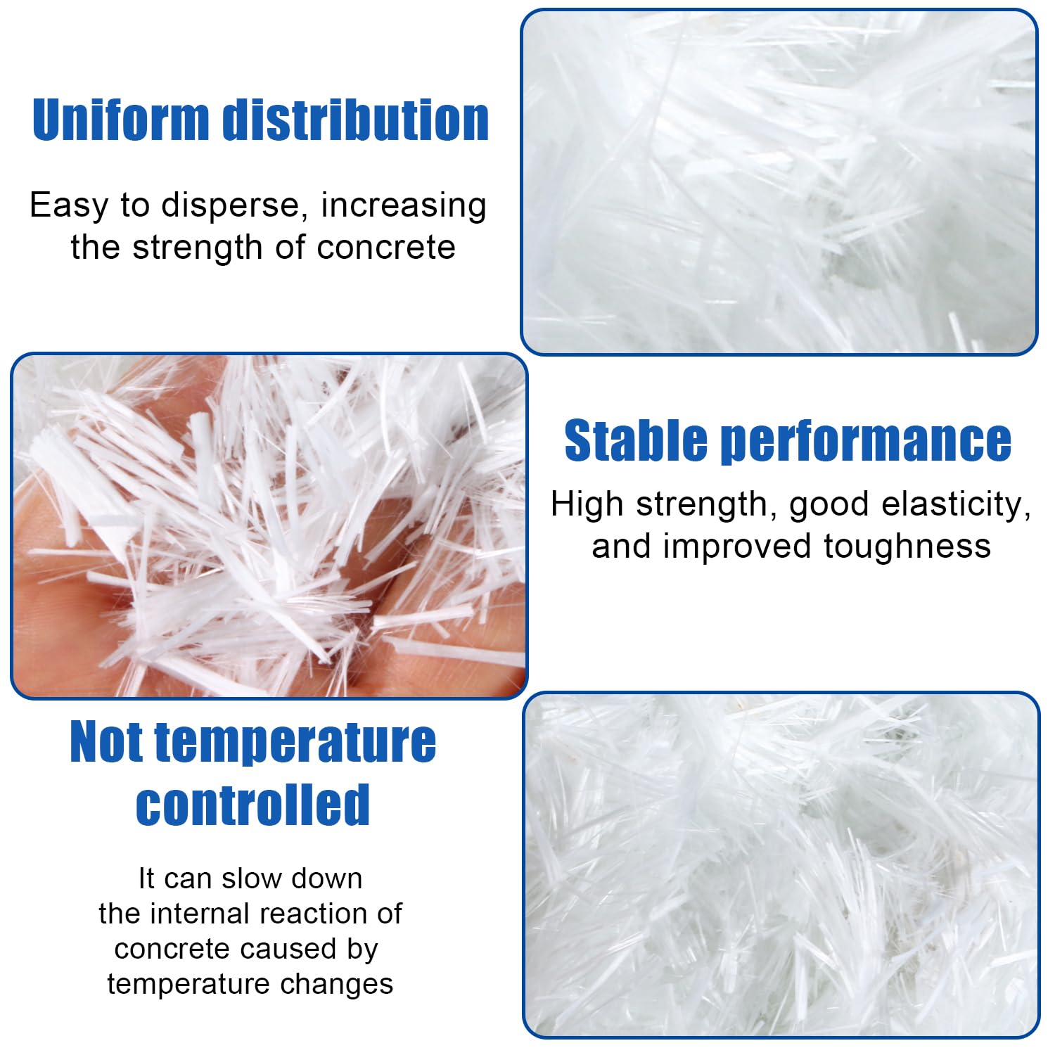 1000g de Fibres Synthétiques Mixtes Polypropylène et Fibre de Verre de 12 mm pour Béton, Mortier, Plâtre et Chape Empêche Efficacement les Fissures, Réduit le Rétrécissement et Améliore la Durabilité
