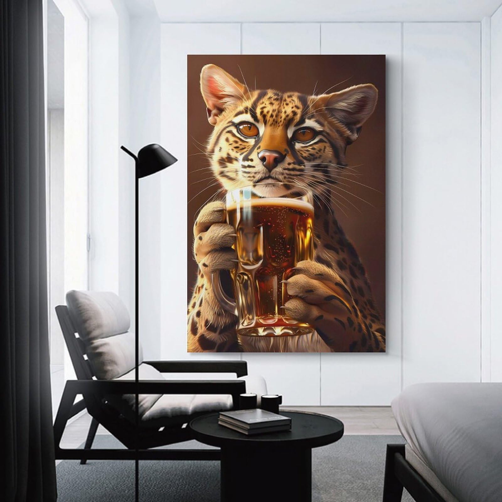 Junmoney Ocelot Beer Decorative Wall Artwork 24x36inch(60x90cm), for New Homes, Bedrooms Or Workspaces, A Wall Art Gift for Fresh Interiors