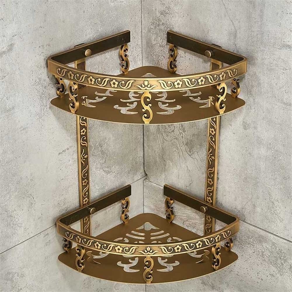 ZerHoc Shower Shelf Corner Corner Shower Caddy Shower Shelf Racks Nail Free Bathroom Shelves 2 Layer Antique Metal