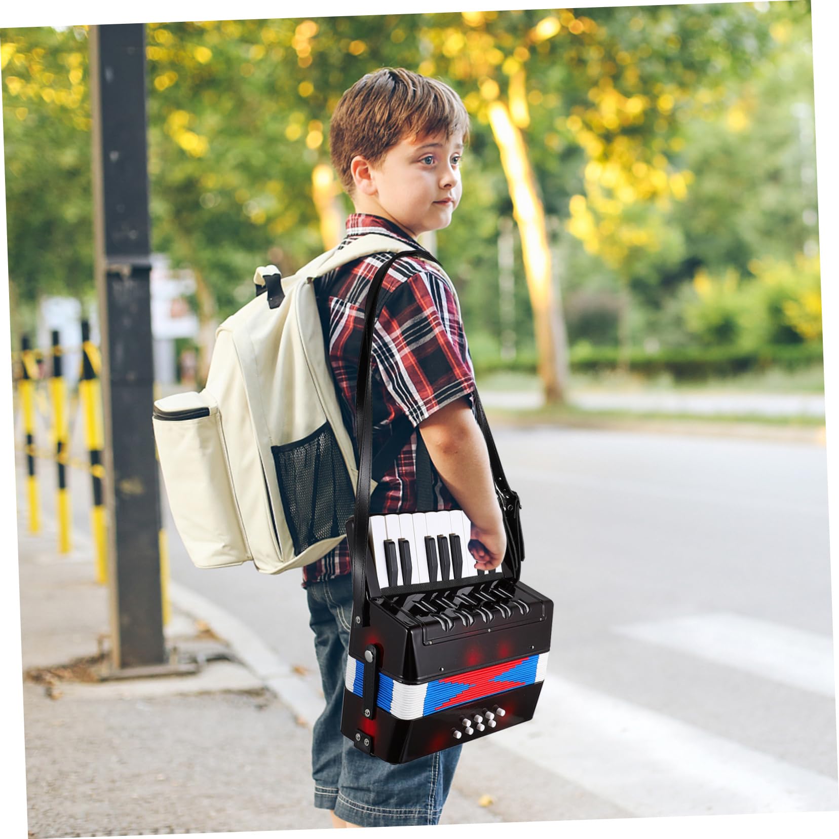 NOLITOY Strumento Musicale Organetto per Educativo Portatile Accordéon Leggero con Suono Chiaro per Sviluppo Cognitivo e Coordinazione Occhio Mano